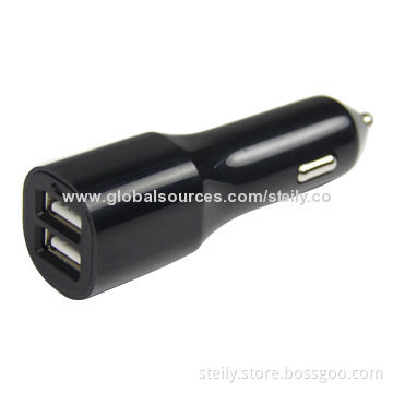 OEM Dual USB Output In-car Charger for iPhone/Samsung/Tablet, CE/RoHS/FCC Certified